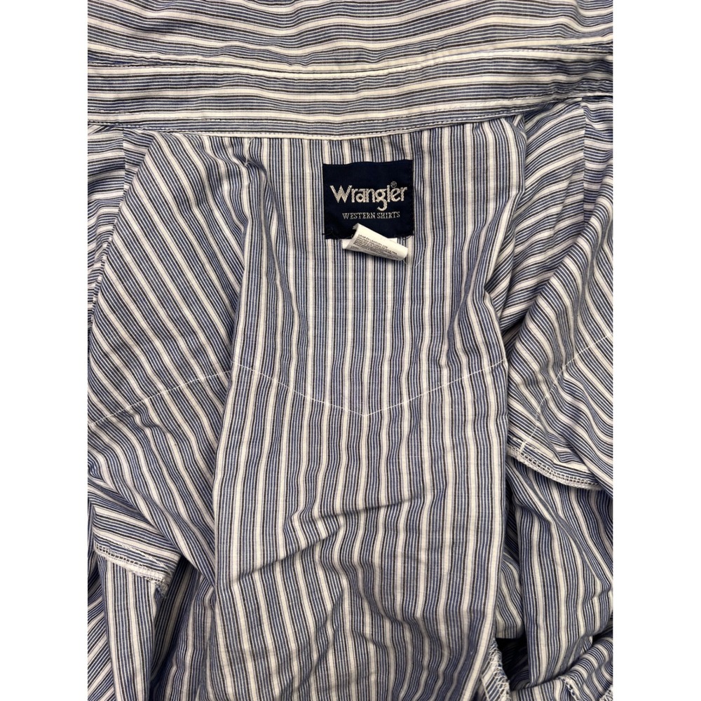 Wrangler Western Shirts Blue White Stripe Pearl Snap Short Sleeve 4X WTMH90462